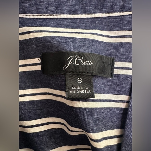 J.CREW Navy Blue Striped 100% Cotton Button-Up Shirt Size 8‎ - Picture 8 of 10